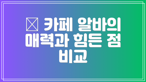 📊 카페 알바의 매력과 힘든 점 비교