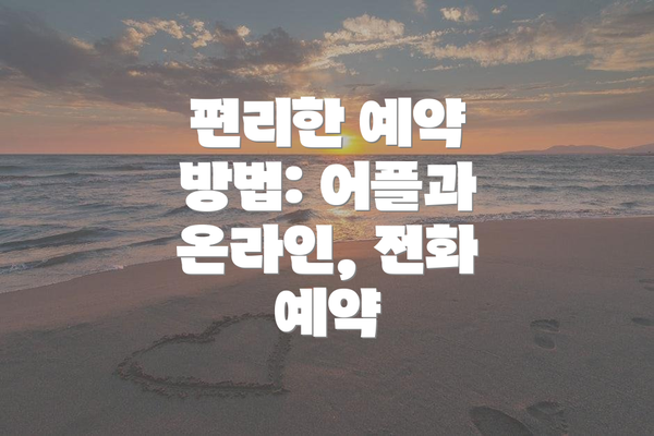 편리한 예약 방법: 어플과 온라인, 전화 예약