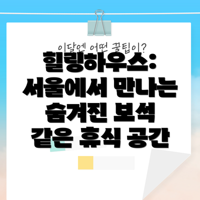 힐링하우스: 서울에서 만나는 숨겨진 보석 같은 휴식 공간