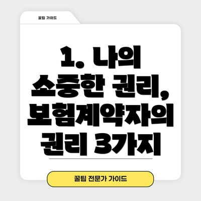 1. 나의 소중한 권리, 보험계약자의 권리 3가지