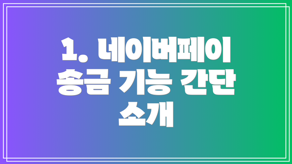 1. 네이버페이 송금 기능 간단 소개