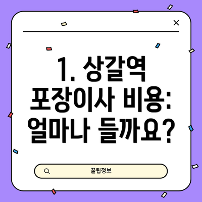 1. 상갈역 포장이사 비용: 얼마나 들까요?