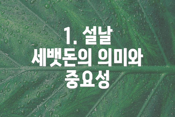 1. 설날 세뱃돈의 의미와 중요성