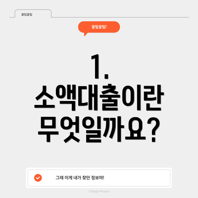 1. 소액대출이란 무엇일까요?