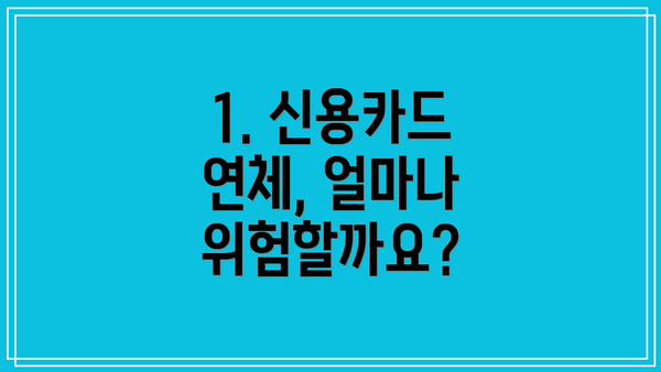 1. 신용카드 연체, 얼마나 위험할까요?