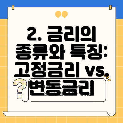 2. 금리의 종류와 특징: 고정금리 vs. 변동금리
