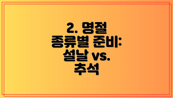 2. 명절 종류별 준비: 설날 vs. 추석
