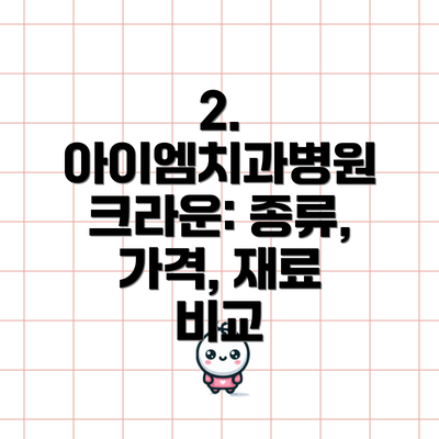 2. 아이엠치과병원 크라운: 종류, 가격, 재료 비교