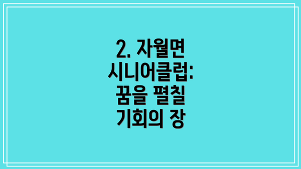 2. 자월면 시니어클럽:  꿈을 펼칠 기회의 장