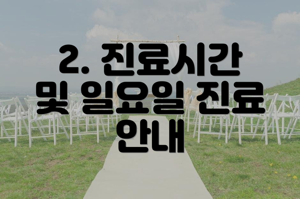 2. 진료시간 및 일요일 진료 안내