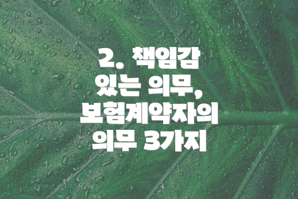 2. 책임감 있는 의무, 보험계약자의 의무 3가지