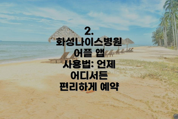 2. 화성나이스병원 어플 앱 사용법: 언제 어디서든 편리하게 예약