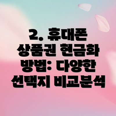 2. 휴대폰 상품권 현금화 방법: 다양한 선택지 비교분석