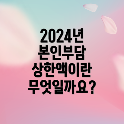 2024년 본인부담 상한액이란 무엇일까요?