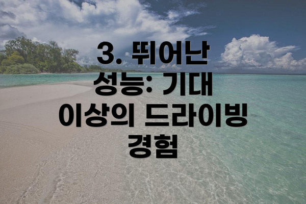 3. 뛰어난 성능: 기대 이상의 드라이빙 경험