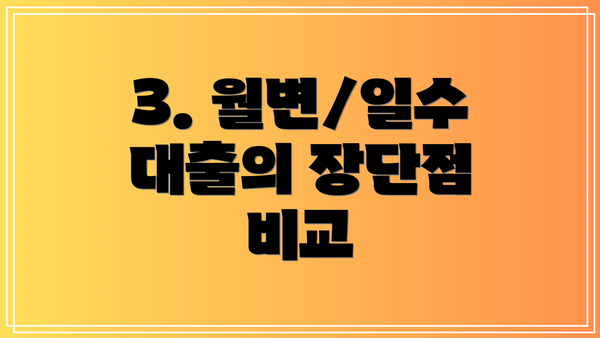 3. 월변/일수 대출의 장단점 비교