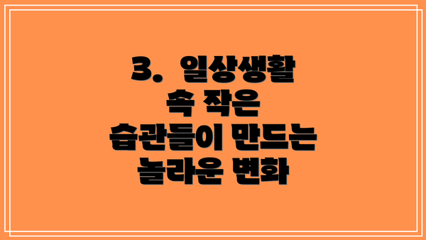 3.  일상생활 속 작은 습관들이 만드는 놀라운 변화