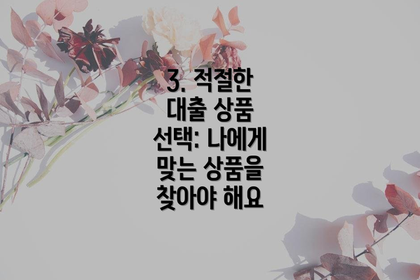 3. 적절한 대출 상품 선택: 나에게 맞는 상품을 찾아야 해요