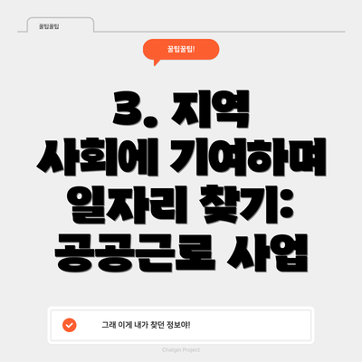 3. 지역 사회에 기여하며 일자리 찾기: 공공근로 사업