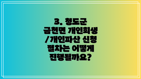3. 청도군 금천면 개인회생/개인파산 신청 절차는 어떻게 진행될까요?