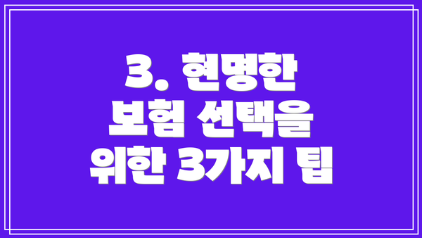 3. 현명한 보험 선택을 위한 3가지 팁
