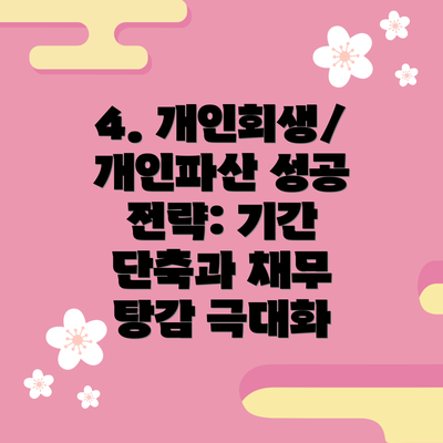 4. 개인회생/개인파산 성공 전략: 기간 단축과 채무 탕감 극대화