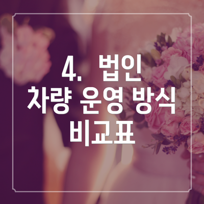 4.  법인 차량 운영 방식 비교표