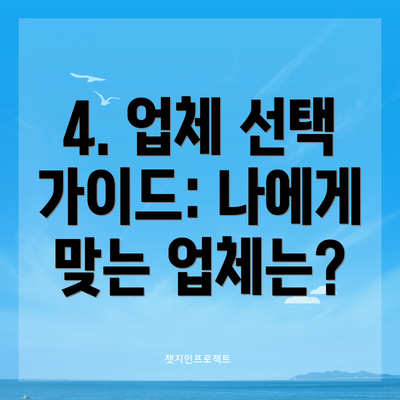 4. 업체 선택 가이드: 나에게 맞는 업체는?