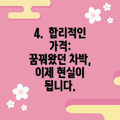 4.  합리적인 가격:  꿈꿔왔던 차박, 이제 현실이 됩니다.