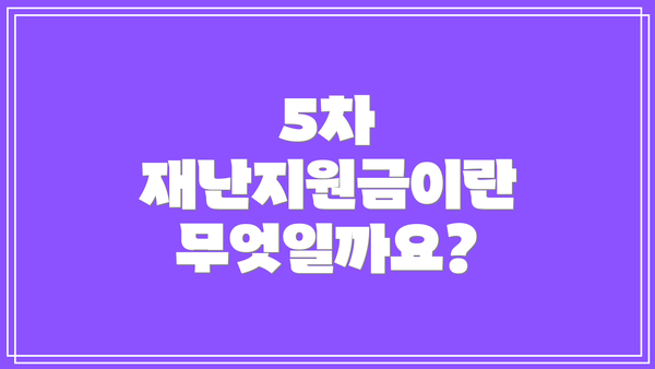 5차 재난지원금이란 무엇일까요?