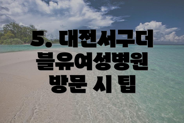 5. 대전서구더블유여성병원 방문 시 팁