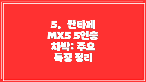 5.  싼타페 MX5 5인승 차박: 주요 특징 정리
