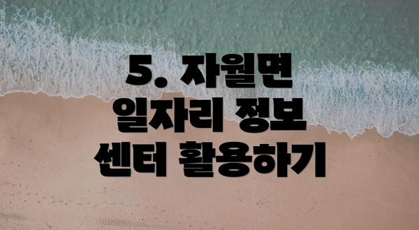 5. 자월면 일자리 정보 센터 활용하기