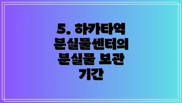 5. 하카타역 분실물센터의 분실물 보관 기간