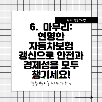 6.  마무리: 현명한 자동차보험 갱신으로 안전과 경제성을 모두 챙기세요!