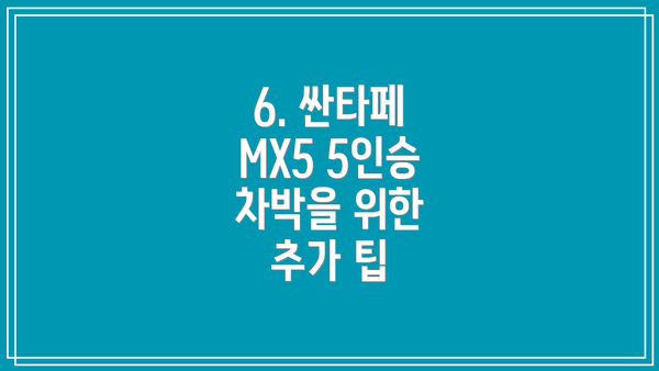 6. 싼타페 MX5 5인승 차박을 위한 추가 팁