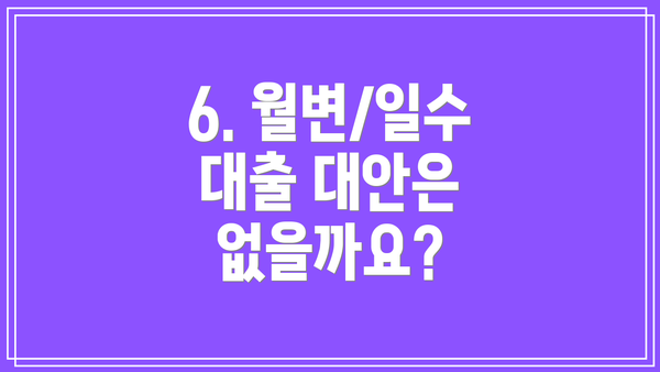 6. 월변/일수 대출 대안은 없을까요?